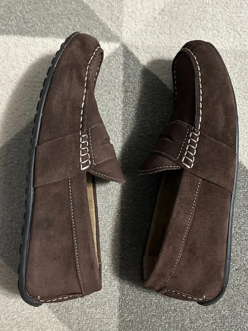 Stafford Brown Suede Casual Slip On Driving Penny Loafers Men's Size 9.5M